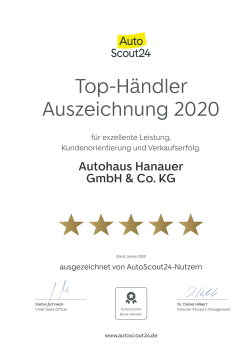 Händler Urkunde 2020 - AutoScout 24